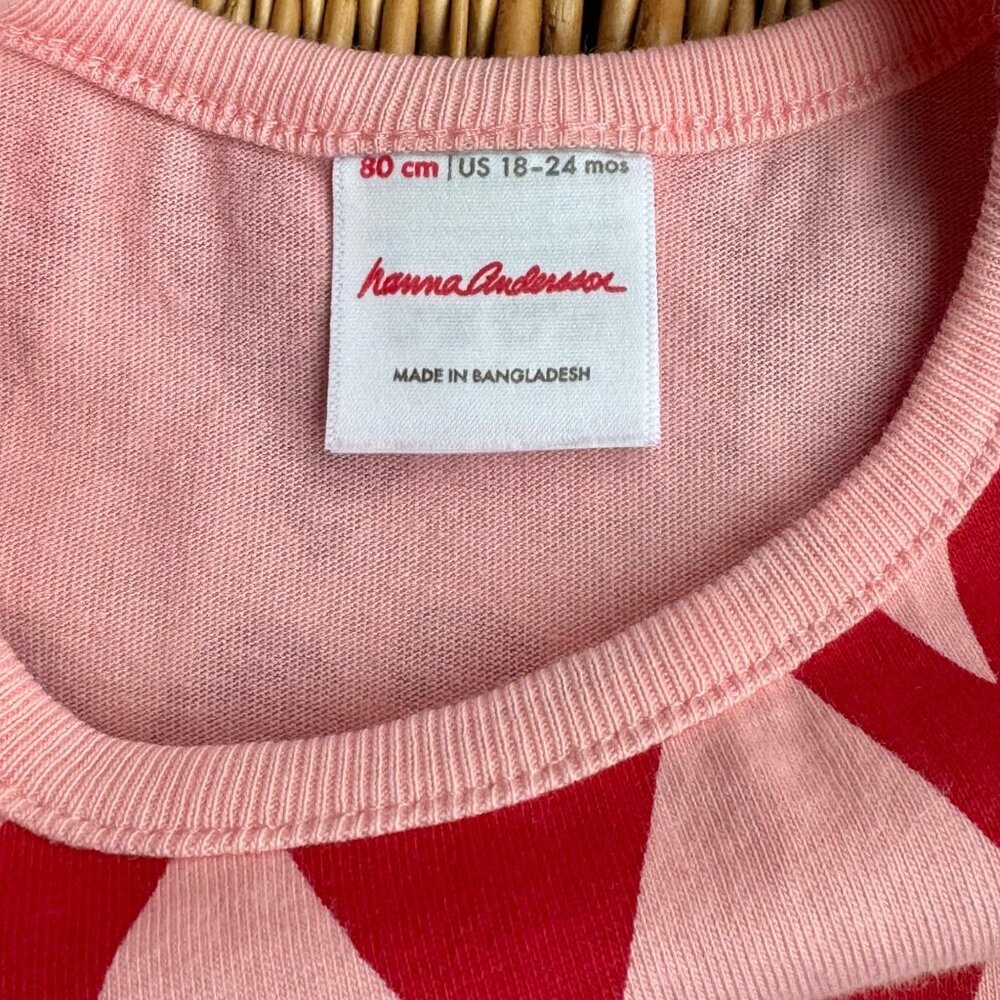 HANNA ANDERSSON Love Hearts Dress Baby 18-24 80 Pink Red Heart Print Valentines - Picture 5 of 6